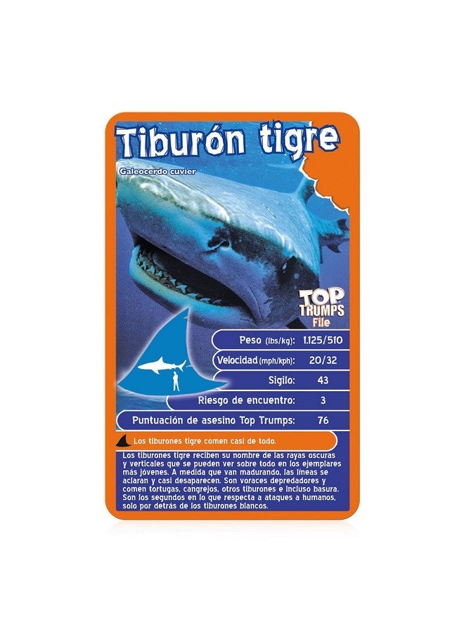 توب ترامبس Top Trumps Juego de cartas Deadliest Predators EdiciÃ³n en espaÃ±ol, aprende sobre el Gran tiburÃ³n Blanco, el dragÃ³n de Komodo y la Cobra Real en este paquete educativo, Regalo para edades de 6+ aÃ±os - Image 4