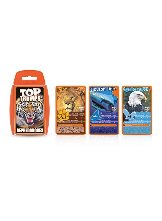 توب ترامبس Top Trumps Juego de cartas Deadliest Predators EdiciÃ³n en espaÃ±ol, aprende sobre el Gran tiburÃ³n Blanco, el dragÃ³n de Komodo y la Cobra Real en este paquete educativo, Regalo para edades de 6+ aÃ±os - Image 2