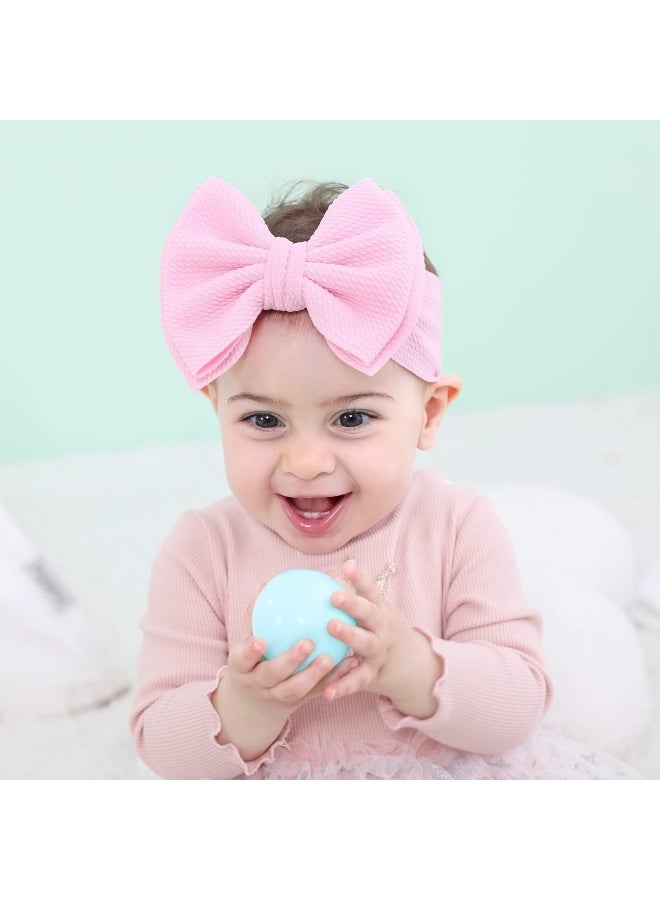 Cinaci 12 Pack Solid Stretchy Wide Headbands with Big Knot Bow Headwraps Hair Accessories for Baby Girls Infants Toddlers Kids - Image 2
