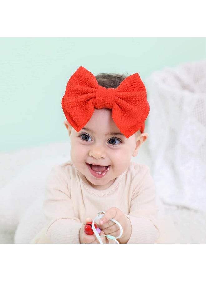 Cinaci 12 Pack Solid Stretchy Wide Headbands with Big Knot Bow Headwraps Hair Accessories for Baby Girls Infants Toddlers Kids - Image 4