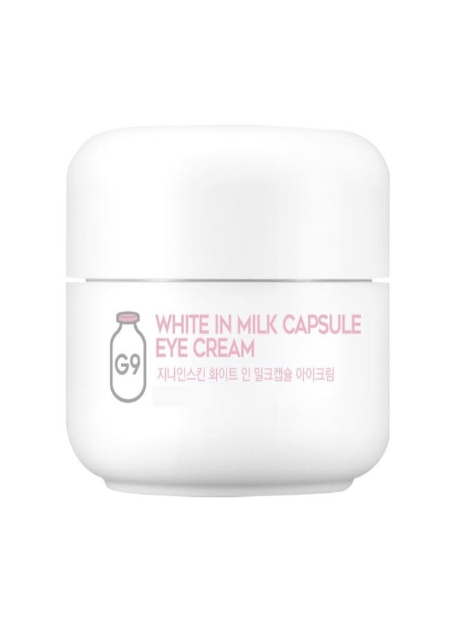 G9 سكن كريم العين G9SKIN White In Milk Capsule – كريم مرطب يومي خفيف الوزن لمنطقة تحت العين المتعبة، عناية بالبشرة كورية، 30 غرام - Image 1