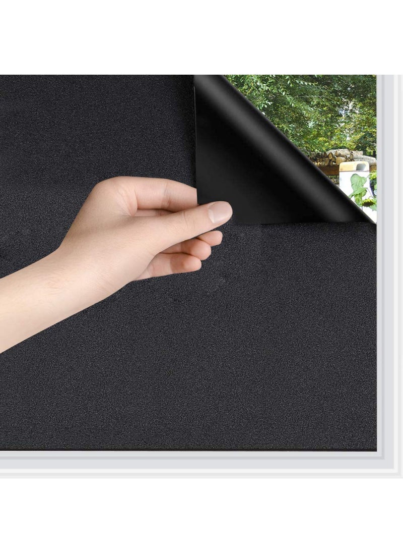 WPCTEV WPCTEV Static Cling Total Blackout Privacy Window Film Cover 100 Light Blocking No Glue Black Window Tint for Home Room Darkening Easy Removal 354 Inch x 131 Feet 