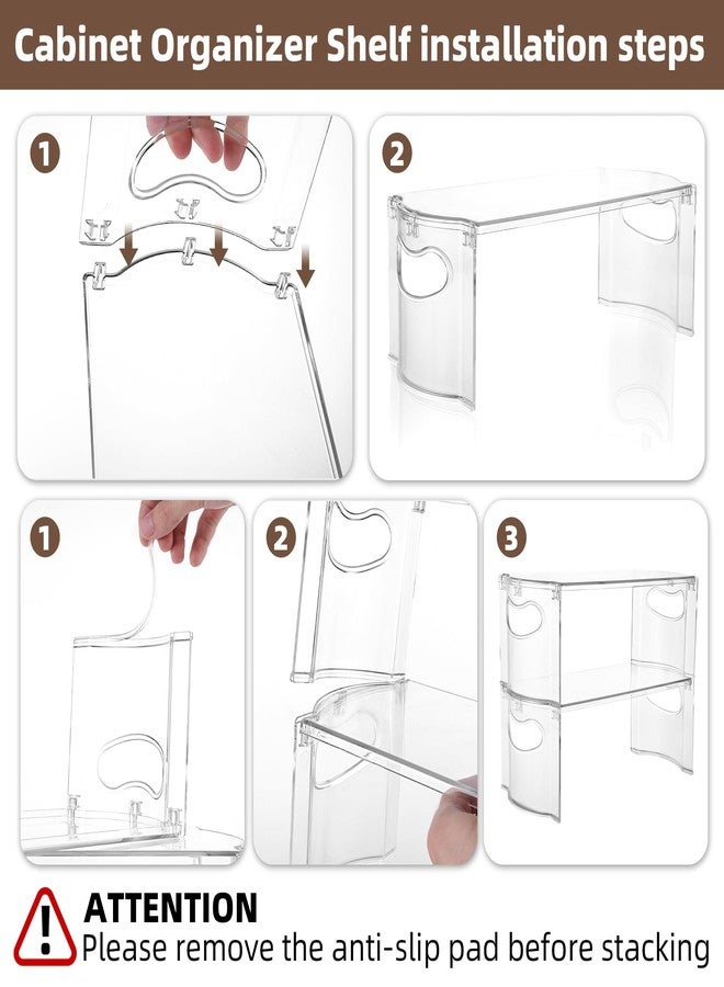 MIUKAA Cabinet Organizer Shelf, Set of 4 Kitchen Counter Shelves, Clear Stackable Spice Organization for Cabinet for Mug Spice Bottles Bowl Organizers （11.8 x 5.9 x 5.1 inch） - Image 5