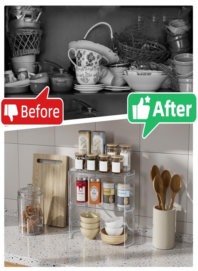 MIUKAA Cabinet Organizer Shelf, Set of 4 Kitchen Counter Shelves, Clear Stackable Spice Organization for Cabinet for Mug Spice Bottles Bowl Organizers （11.8 x 5.9 x 5.1 inch） - Image 4