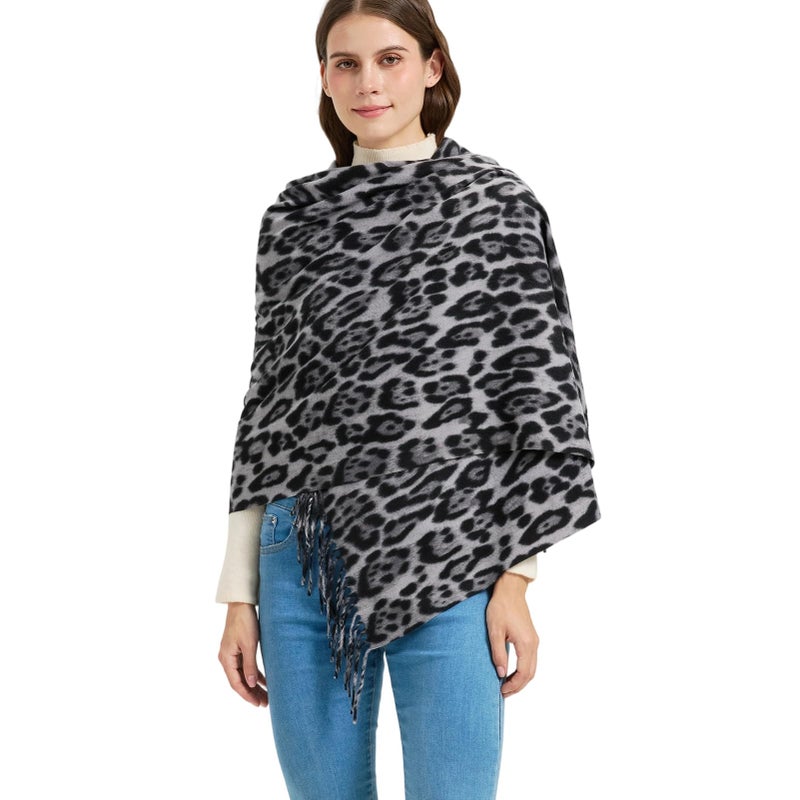 Nonakgado Leopard Pashmina Scarf -Women Fashion Animals Print Pashminas Wrap Shawl for Travel Winter(Style 19) - Image 4
