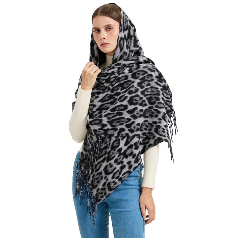 Nonakgado Leopard Pashmina Scarf -Women Fashion Animals Print Pashminas Wrap Shawl for Travel Winter(Style 19) - Image 5