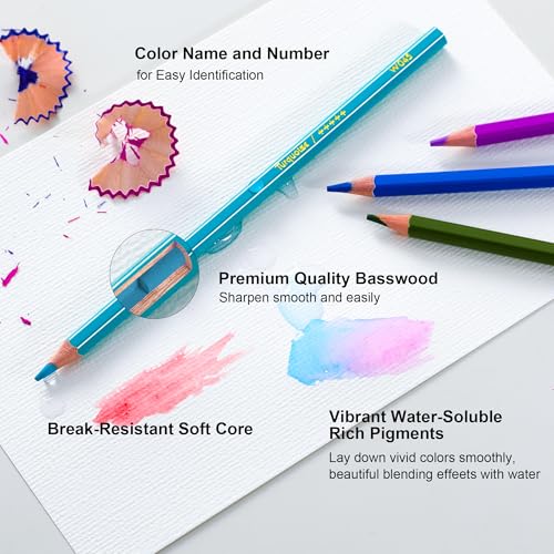 KALOUR 72-Color Professional Watercolor Pencils Set with Brush and Water Brush Pen, Hexagonal Shape, Blendable Wet or Dry, Water-Soluble Colored Pencils for Artists and Beginners - Image 3