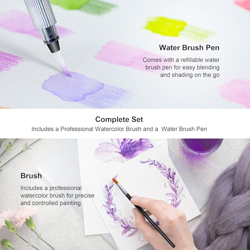 KALOUR 72-Color Professional Watercolor Pencils Set with Brush and Water Brush Pen, Hexagonal Shape, Blendable Wet or Dry, Water-Soluble Colored Pencils for Artists and Beginners - Image 5