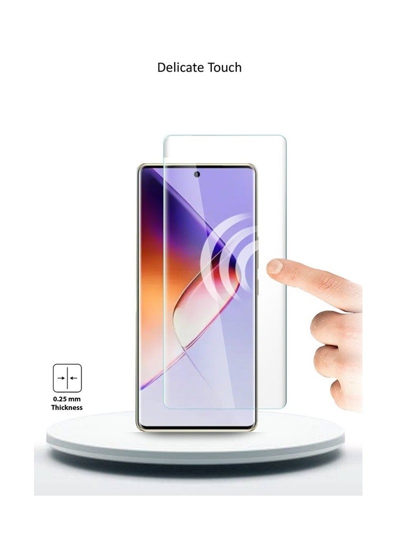 We are pleased to offer a curved ZC Glass Screen Protector featuring Full UV Glue and LED Lamp Curing, Delicate Touch, and Anti-Explosion Finger Print UnLock for Infinix Note 40 Pro 5G - Image 2