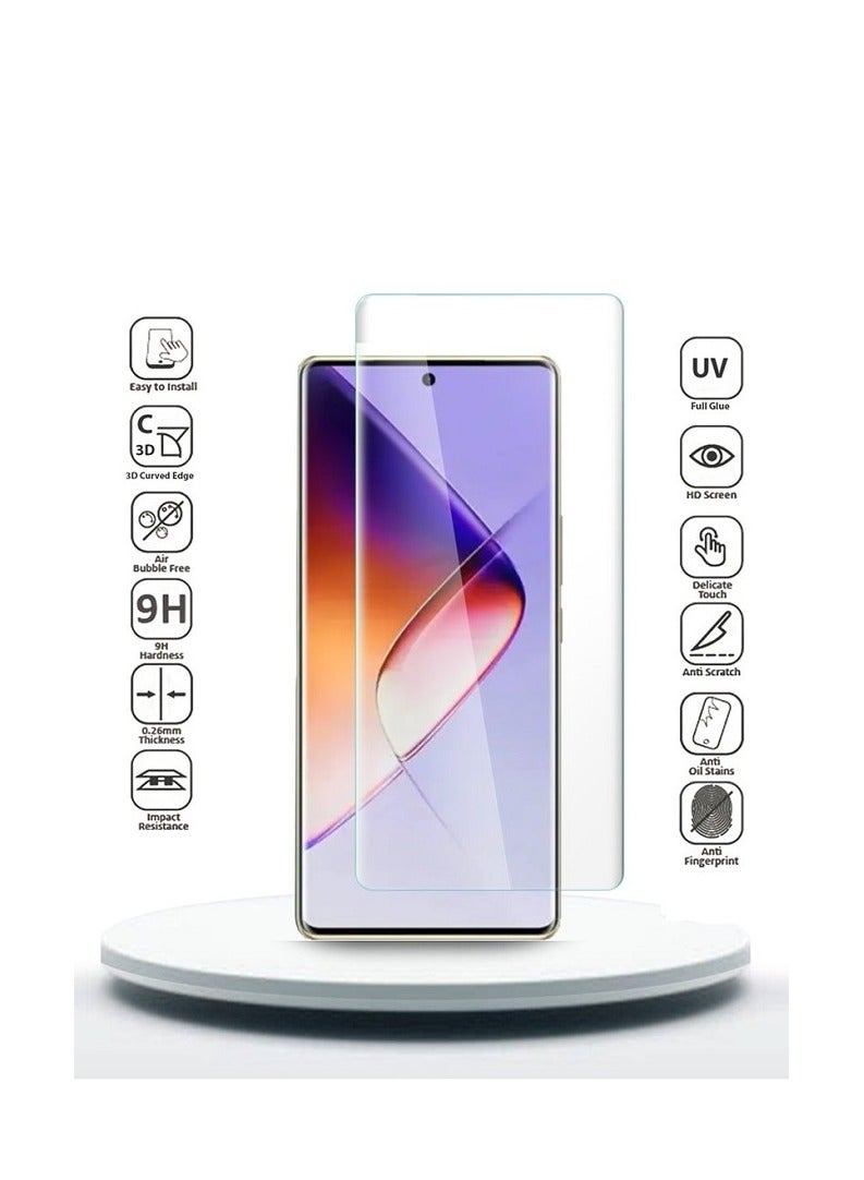 We are pleased to offer a curved ZC Glass Screen Protector featuring Full UV Glue and LED Lamp Curing, Delicate Touch, and Anti-Explosion Finger Print UnLock for Infinix Note 40 Pro 5G - Image 5