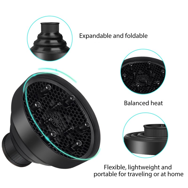 Collapsible Hair Dryer Diffuser Attachment Ionic Blow Dryer Quick Drying Portable Travel Folding Lightweight Silicone Diffuser Salon Hairstyling Accessory - Image 3