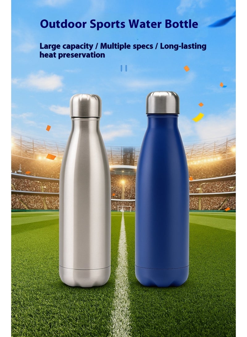 زجاجة ماء رياضية من الفولاذ المقاوم للصدأ 750 مل مع عزل فراغ، تصميم مزدوج الطبقات على شكل بولينج، مانعة للتسرب وقابلة للحمل للسفر للمشروبات الساخنة والباردة، للاستخدام في الصالة الرياضية والمكتب والنشاطات الخارجية - Image 4