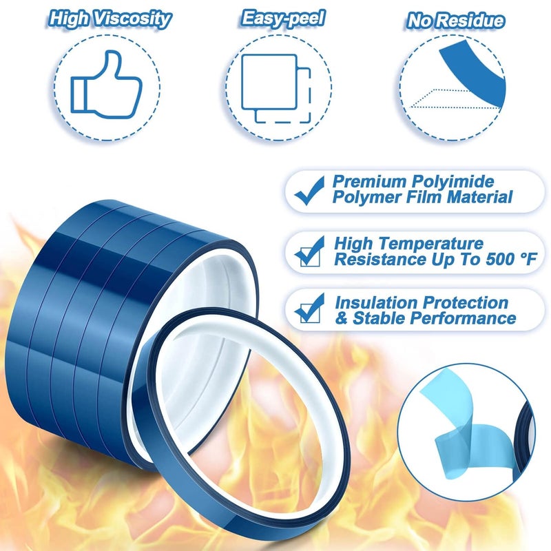 selizo Heat Tape for Heat Press Sublimation, 6 Packs Heat Transfer Tape Heat Resistant High Temperature Adhesive Tape for Dye Sublimation, HTV Craft - Image 2