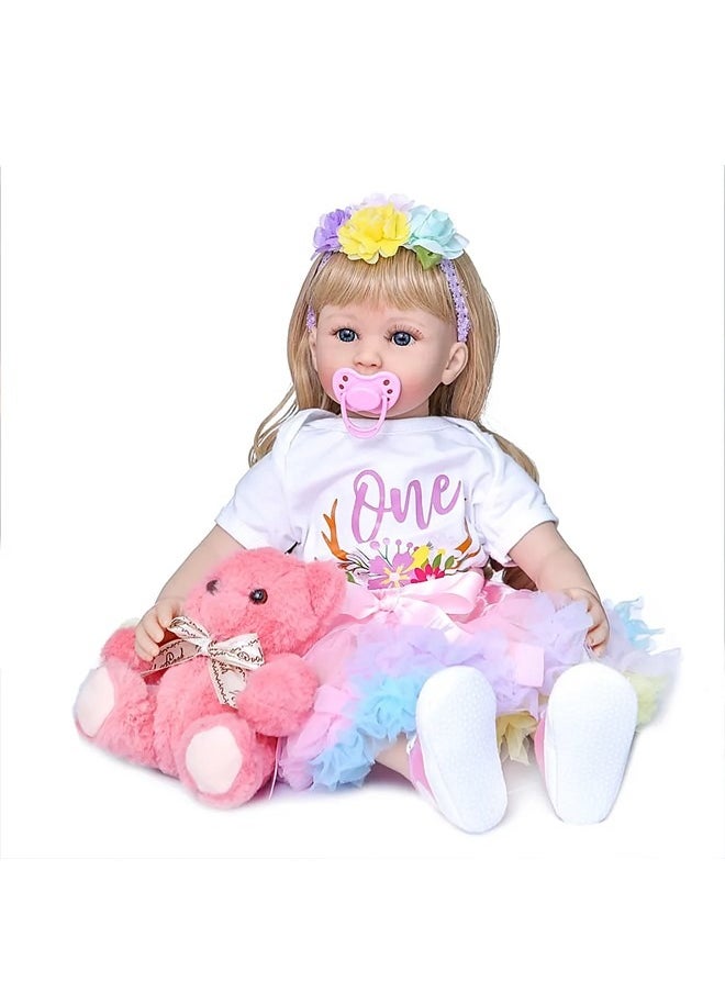 We Happy - 4 Pieces 1st Birthday Baby Girl Costume Set Newborn Princess Dress for Theme Party Photoshoot Unicorn Bodysuit with Tutu Skirt, Cake Topper and Floral Headband - Image 1