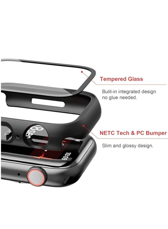 Case with Tempered Glass Screen Protector for Apple Watch Series 7/8/9, Slim Guard Bumper Full Coverage Hard PC Protective Cover HD Ultra-Thin Cover for iWatch 41mm - Image 2