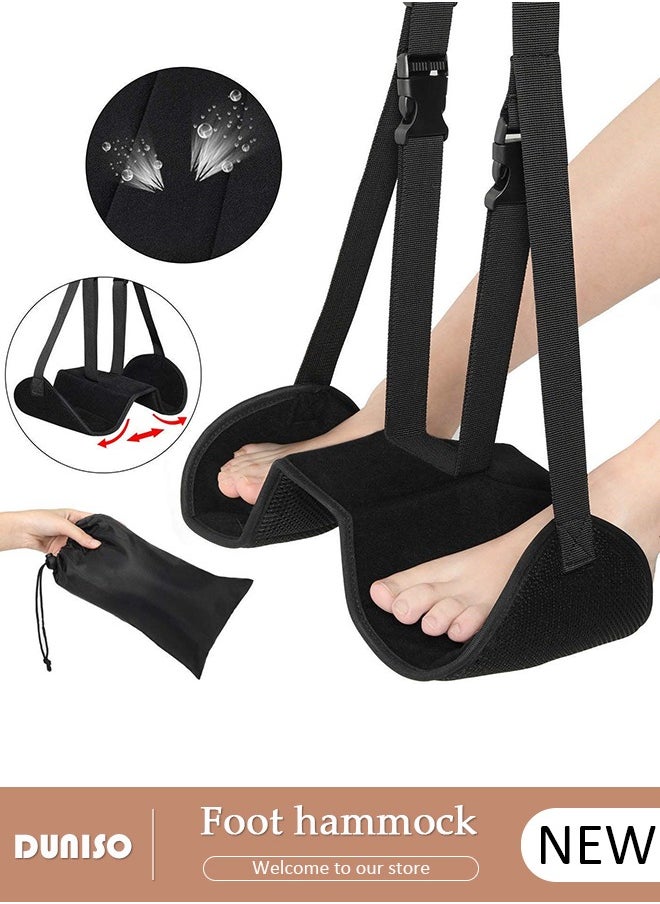 DUNISO Airplane Foot Hammock, Perfect Airplane or Office Foot Rest to Relax Your Feet, Portable Travel Footrest Flight Carry Airplane Travel Accessories Desk Foot Hammock, Comfy Foot Hanger Airplane  - Image 1