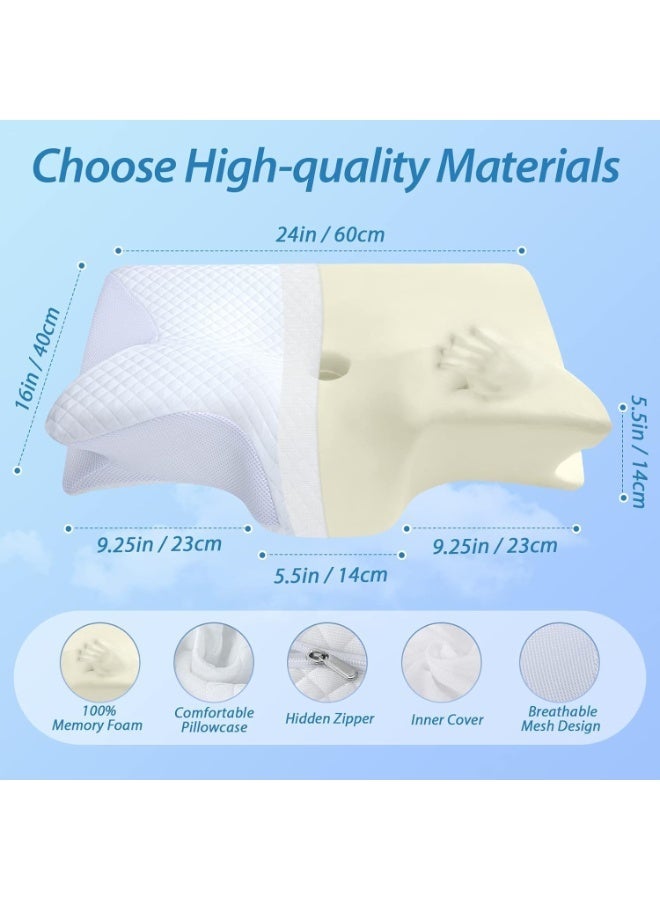 ELTRAZONE Memory Foam Cervical Pillow, 2 in 1 Ergonomic Contour Orthopedic Pillow for Neck Pain, Contoured Support Pillows for Side Back Stomach Sleepers - Image 5