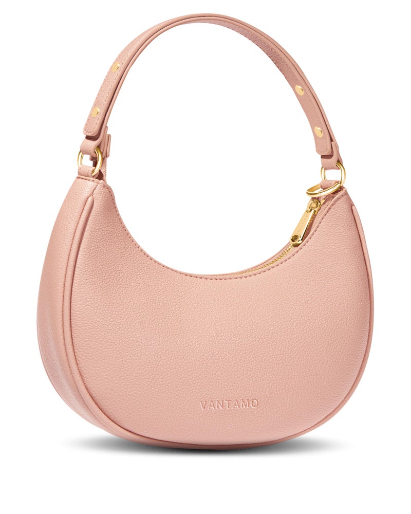 Vantamo Crescent Bags For Women with RFID Protection, Half Moon Clutch Purses for Women with Anti-Theft Clip for Extra Safety, Premium Smooth PU Leather Handbags for Work & Going Out, Light Pink Purse - Image 1