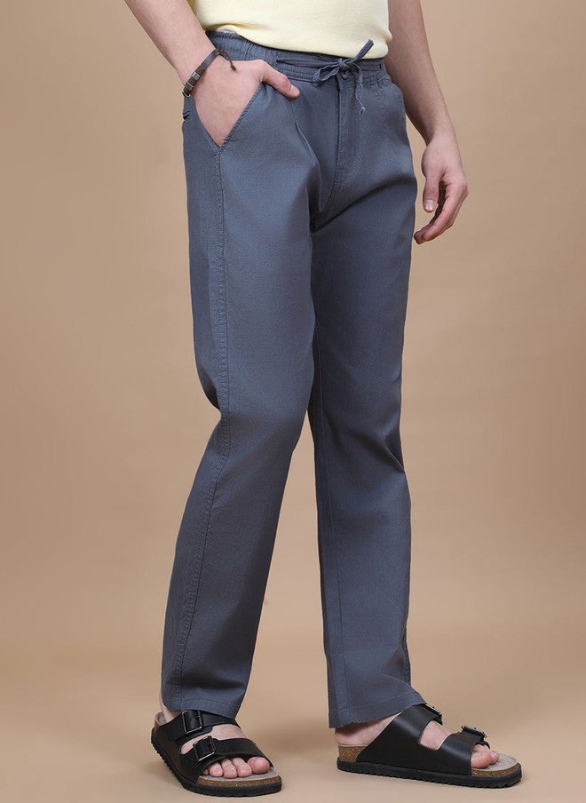 Hence Men Textured Mid-Rise Trousers in Grey - Image 2