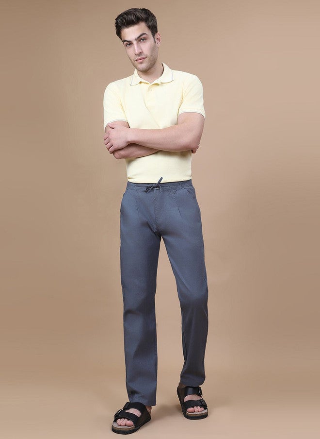 Hence Men Textured Mid-Rise Trousers in Grey - Image 5