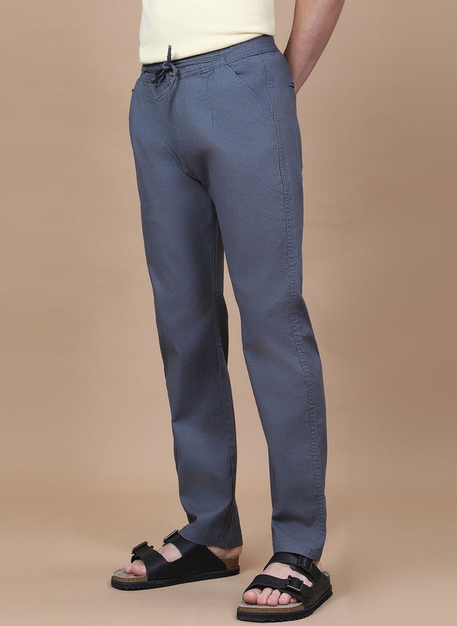 Hence Men Textured Mid-Rise Trousers in Grey - Image 3