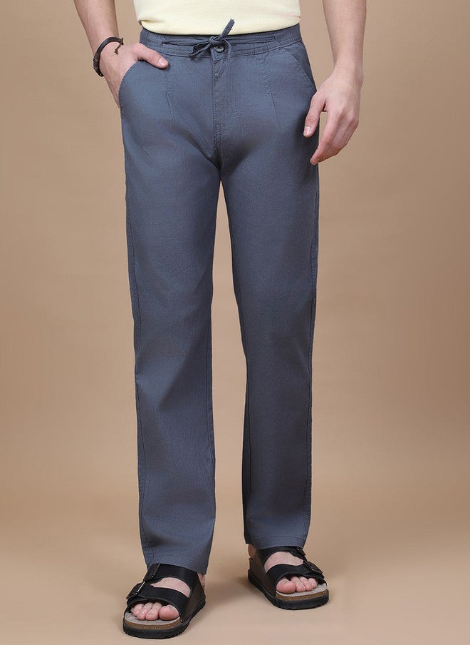 Hence Men Textured Mid-Rise Trousers in Grey - Image 1