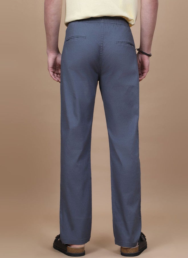 Hence Men Textured Mid-Rise Trousers in Grey - Image 4