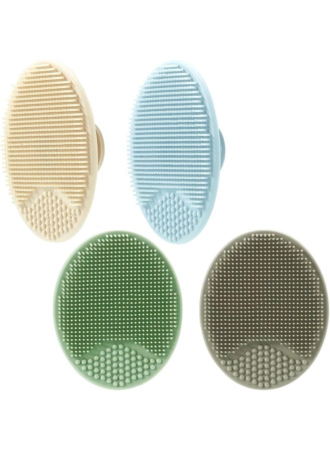 PandaEar PandaEar Baby Cradle Cap Brush, Silicone Baby Bath Brush Massage Brush Set for Dry Skin, Cradle Cap, and Eczema, 4 Pack (Blue) - Image 1