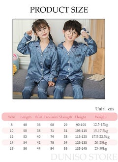 DUNISO 2 PCS kids Soft Pajamas Set Long Sleeve Silky Sleepwear Loungewear Button-Down Night Suit Home Wear Set for Summer Soft Loose Prints Nightwear for Girls and Boys  - Image 4