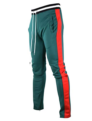 SCREENSHOT Men's Athletic Fitness Slim Fit Workout Track Pants BASIC S41700-Green-XLarge - Image 1