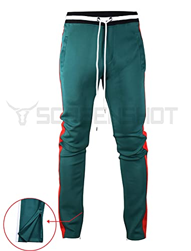 SCREENSHOT Men's Athletic Fitness Slim Fit Workout Track Pants BASIC S41700-Green-XLarge - Image 5