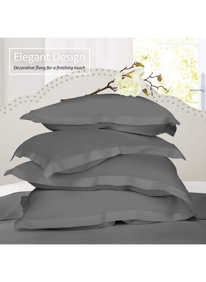 Nestl Nestl Soft Pillow Shams Set of 2 - Double Brushed Microfiber Pillow Covers - Hotel Style Premium Bed Pillow Cases, King 20"x36" - Gray  - Image 3