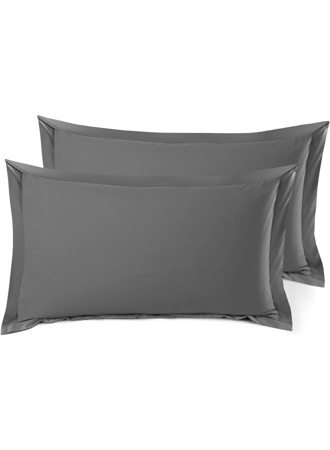 Nestl Nestl Soft Pillow Shams Set of 2 - Double Brushed Microfiber Pillow Covers - Hotel Style Premium Bed Pillow Cases, King 20"x36" - Gray  - Image 1