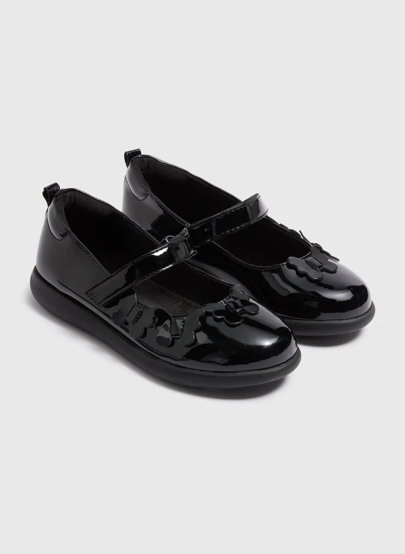 ماتلان Girls Black Scuff Resistant School Shoes