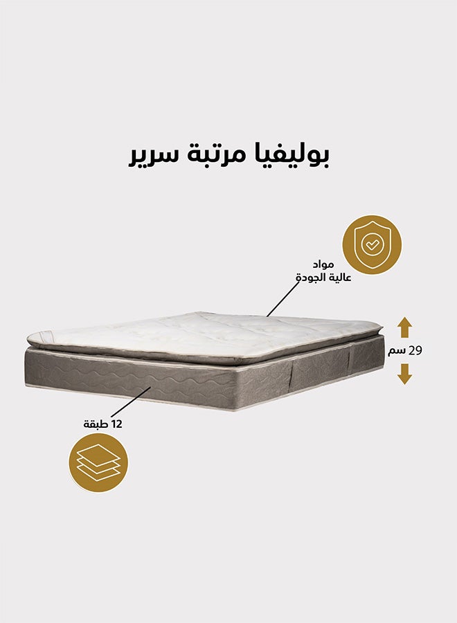 PENHALIGON'S Polivia | Multi Layer Bed Mattress 12 Layers Thickness 29 cm Size Queen - 150x200 cm - Beige & Ivory - Image 3