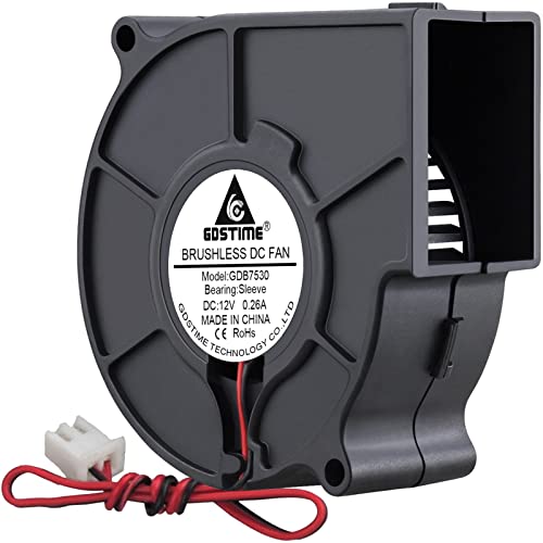 GDSTIME 75mm x 30mm 7530 DC 12 Volt Brushless Turbo Blower Cooling Fan 2Pin - Image 1