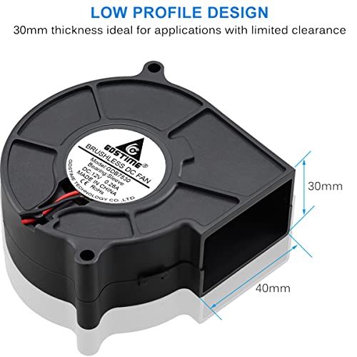 GDSTIME 75mm x 30mm 7530 DC 12 Volt Brushless Turbo Blower Cooling Fan 2Pin - Image 5