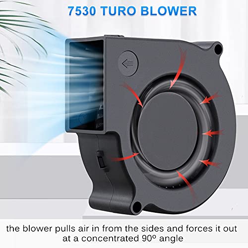 GDSTIME 75mm x 30mm 7530 DC 12 Volt Brushless Turbo Blower Cooling Fan 2Pin - Image 3
