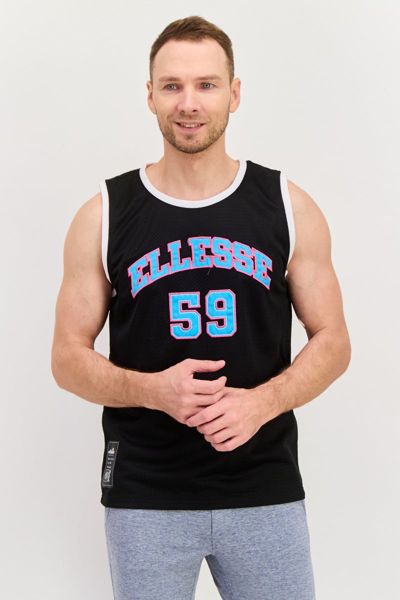 Ellesse قميص كرة سلة رياضي للرجال، أسود - Image 1