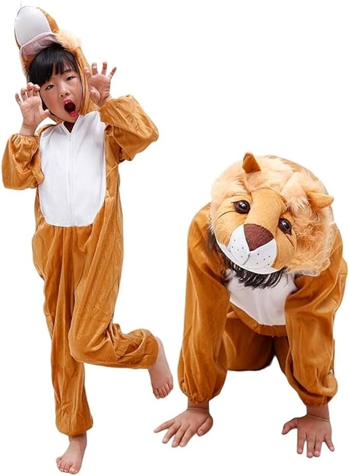 Brain Giggles BrainGiggles Lion Costume for Kids 1-8 years | Animal Costumes for Kids | Lion Jumpsuit Halloween Costume for Boys Girls | Cosplay Fancy Dress Lion Costume for Toddlers and Baby - Image 1