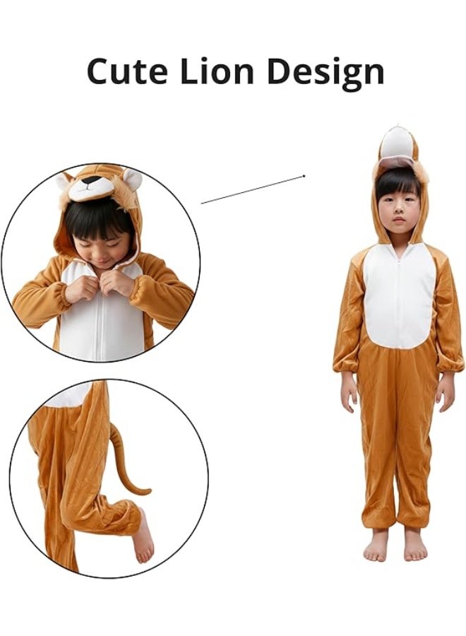 Brain Giggles BrainGiggles Lion Costume for Kids 1-8 years | Animal Costumes for Kids | Lion Jumpsuit Halloween Costume for Boys Girls | Cosplay Fancy Dress Lion Costume for Toddlers and Baby - Image 3
