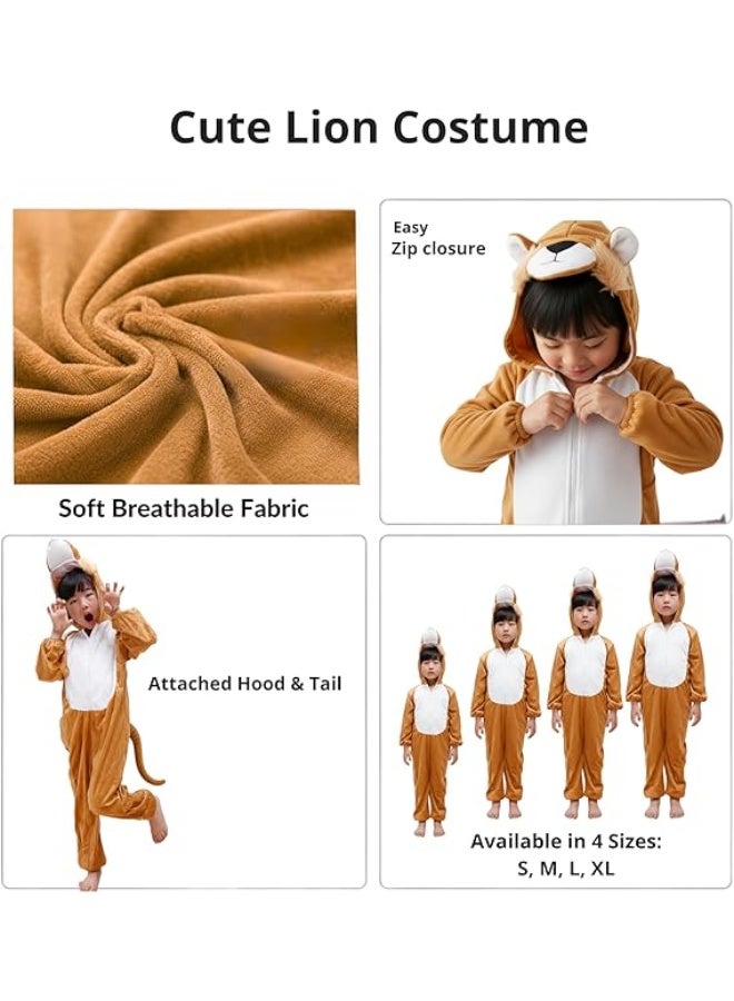 Brain Giggles BrainGiggles Lion Costume for Kids 1-8 years | Animal Costumes for Kids | Lion Jumpsuit Halloween Costume for Boys Girls | Cosplay Fancy Dress Lion Costume for Toddlers and Baby - Image 4