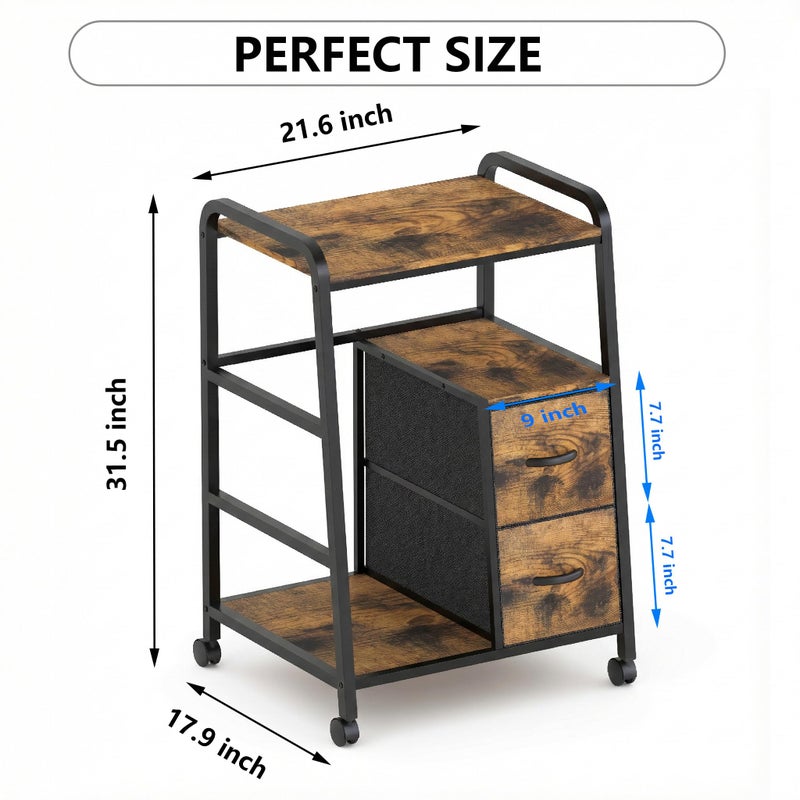 ZEXVIDA Large Printer Stand with Storage and 2 Drawers, Printer Cart Heavy Duty Printer Table for Home Office, 200 Lbs Capacity, with Adjustable Feet & Wheels - Image 2