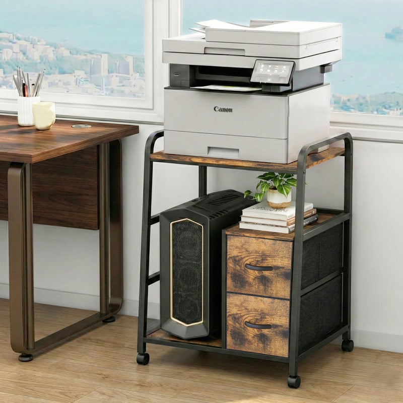 ZEXVIDA Large Printer Stand with Storage and 2 Drawers, Printer Cart Heavy Duty Printer Table for Home Office, 200 Lbs Capacity, with Adjustable Feet & Wheels - Image 1