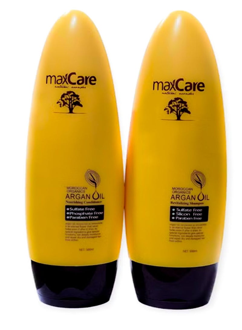 ماكس كير شامبو 500 مل بلسم 500 مل مرطب بزيت الأرغان المغربي العضوي صمم خصيصا لفك تشابك الشعر التالف والمصبوغ والمعالج - Image 1
