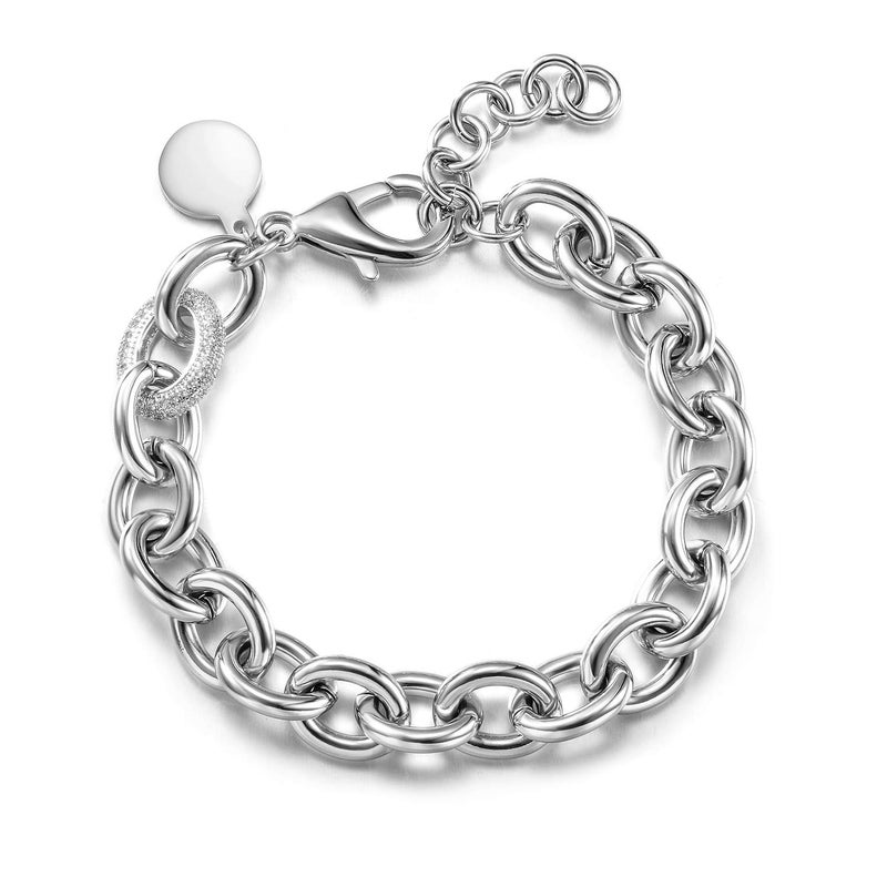 CIUNOFOR Designer Brand Inspired Antique Women Jewelry Cable WireVintage Valentine's Day Wide Cuban Curb Link Bracelet Stainless Steel Adjustable Chain for Men (Medium Original) - Image 1