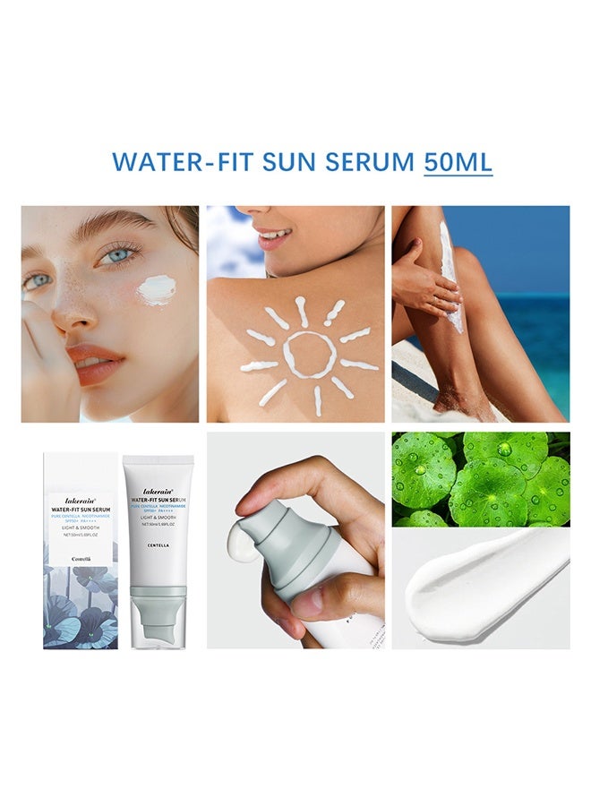 lakerain Centella Water-Fit Sun Serum,Centella Calming Vegan Moisture SPF 50+ PA++++ Non-Sticky No White Cast Light-Weight Safe UVA UVB Dry Oily Sensitive Acne-Prone Skin - Image 4