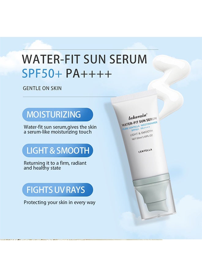 lakerain Centella Water-Fit Sun Serum,Centella Calming Vegan Moisture SPF 50+ PA++++ Non-Sticky No White Cast Light-Weight Safe UVA UVB Dry Oily Sensitive Acne-Prone Skin - Image 2