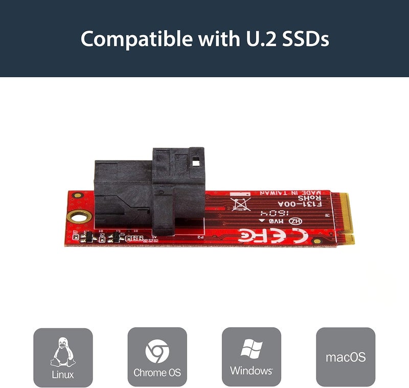 StarTech .com U.2 to M.2 Adapter - for 1 x U.2 PCIe NVMe SSD - M.2 PCIe x4 Host Interface - U.2 SSD - M.2 PCIe Adapter - U.2 Drive , TAA (M2E4SFF8643) - Image 3