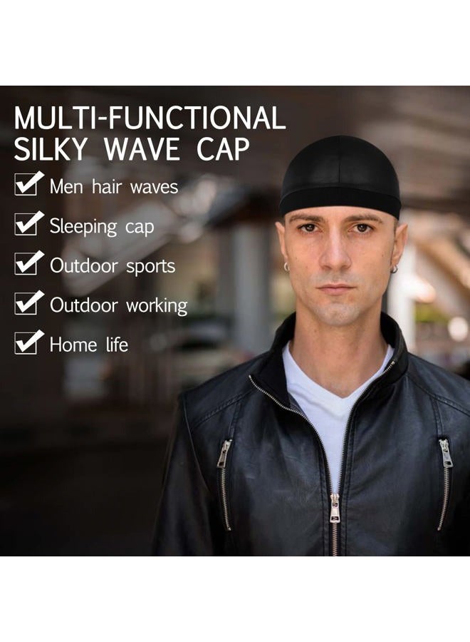 Molain 6 قطع قبعة موجة للرجال قبعات دوغ حريرية مرنة ل360 540 720 موجات قبعة ساتان ناعمة قابلة للتنفس للبالغين والأطفال قبعات رأس قبعات استحمام - Image 4